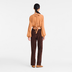 Leather straight pants